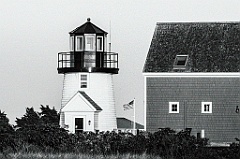 Hyannis Harbor Light Tower in Massachusetts -Gritty Look BW